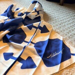 Vintage silk scarf, neckerchief, kerchief, ascot, blue and white, Pillsbury